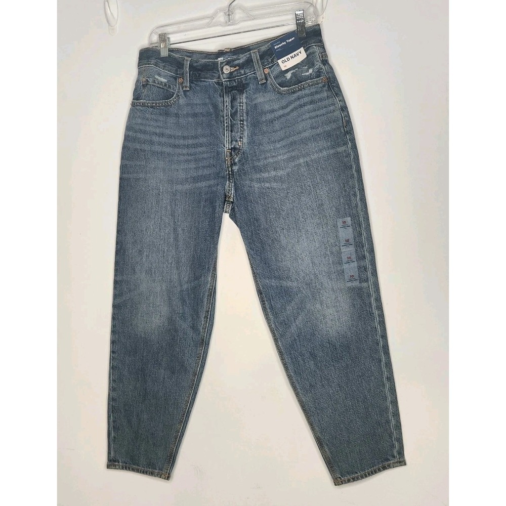 Old Navy Womens High-Rise Slouchy Taper Ankle Jeans Blue Medium Wash Size 10 NEW